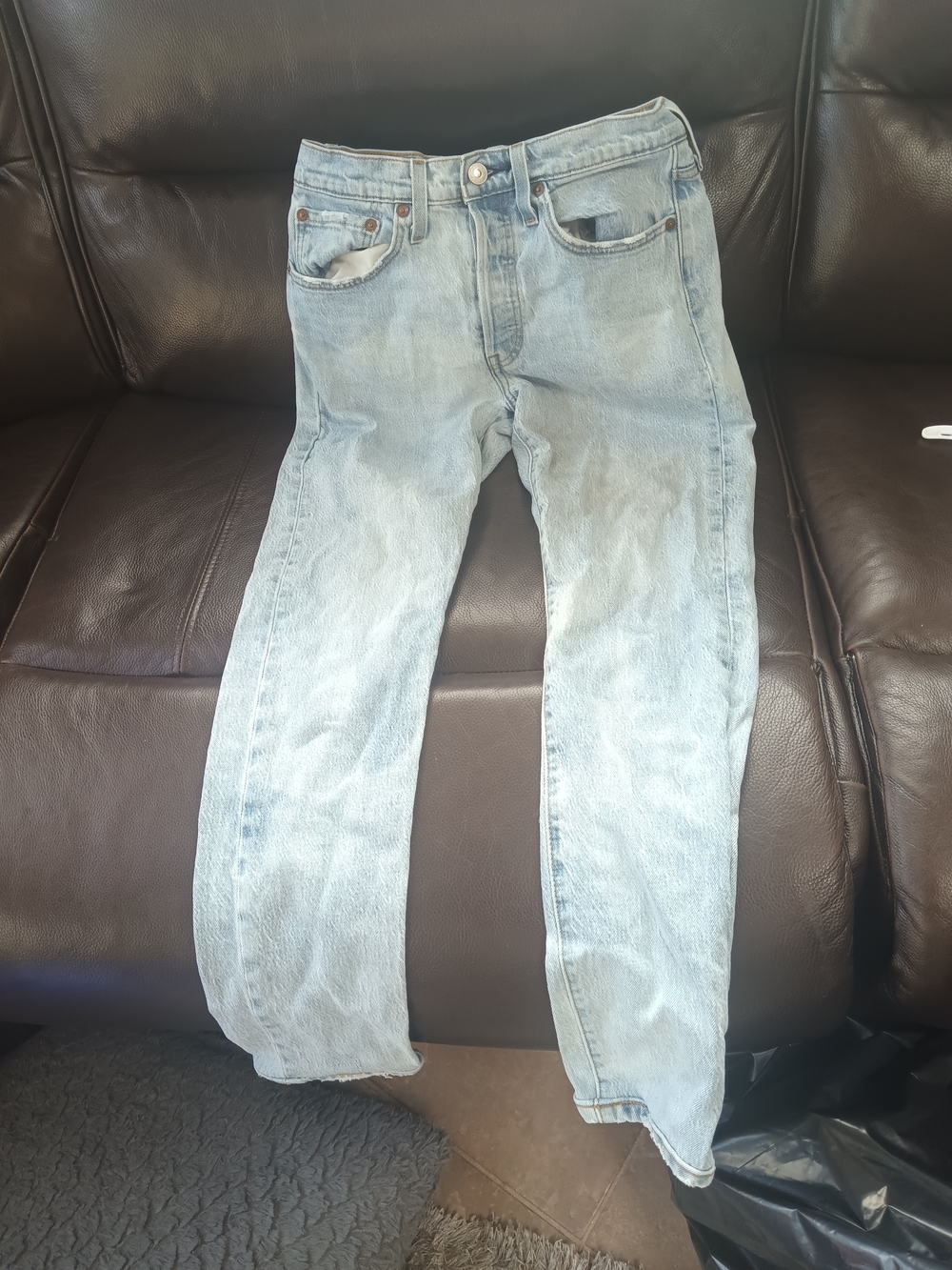 Levi 501 Light Blue Womans Classic Straight Jeans